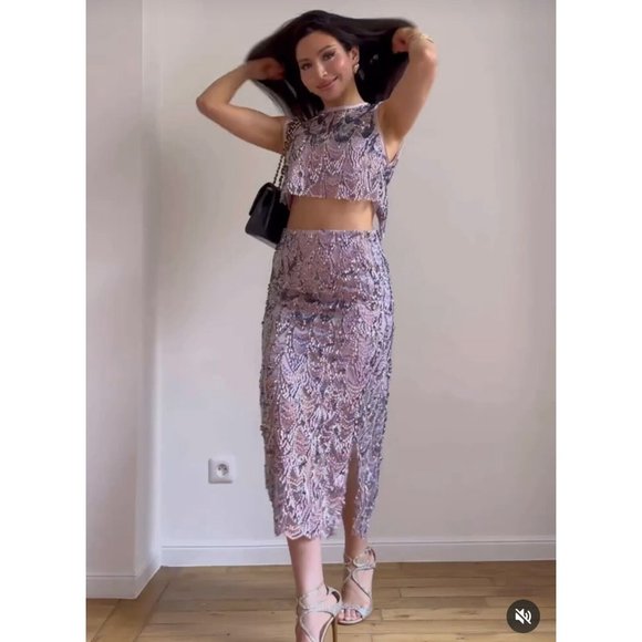 ZARA WOMEN MIDI SEQUIN MULTICOLORED SKIRT NWT XS,S,M,L - Picture 8 of 16